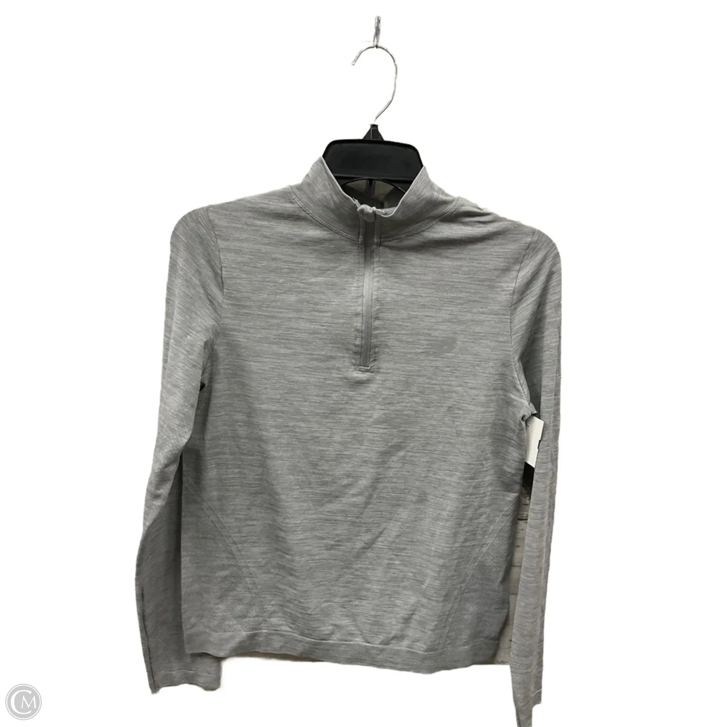 Athletic Top Long Sleeve Collar By New Balance In Grey, Size: M