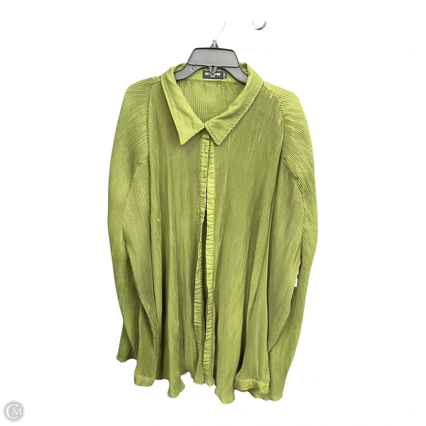 Blouse Long Sleeve By Pretty Little Thing In Green, Size: 3x