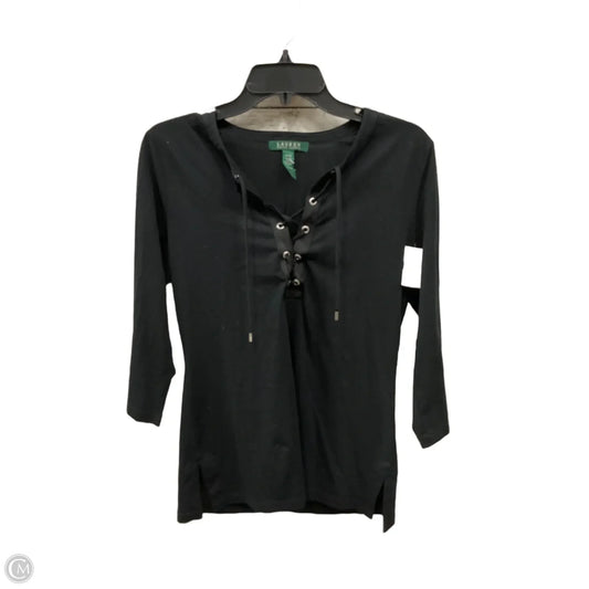 Top Long Sleeve Basic By Lauren By Ralph Lauren In Black, Size: M