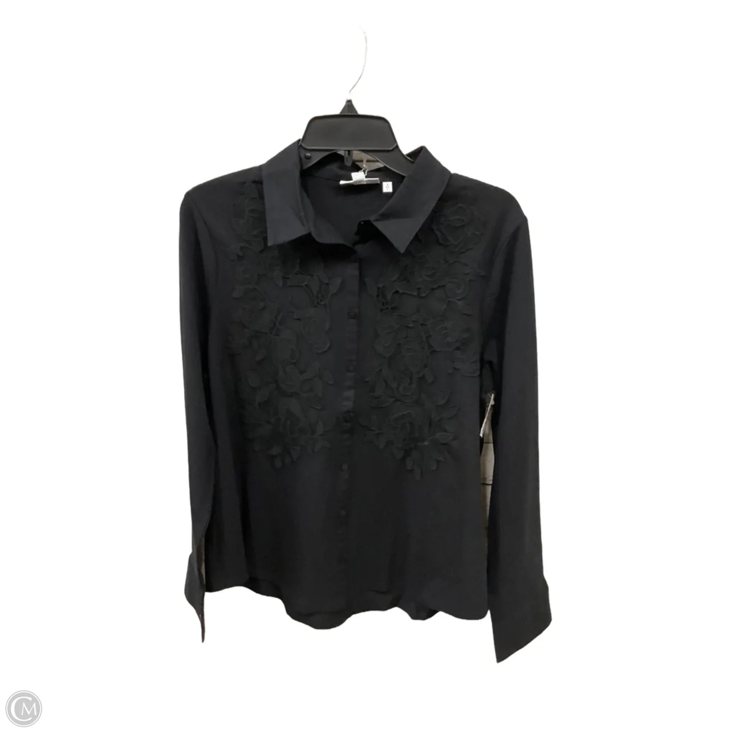 Blouse Long Sleeve By Chicos In Black, Size: L