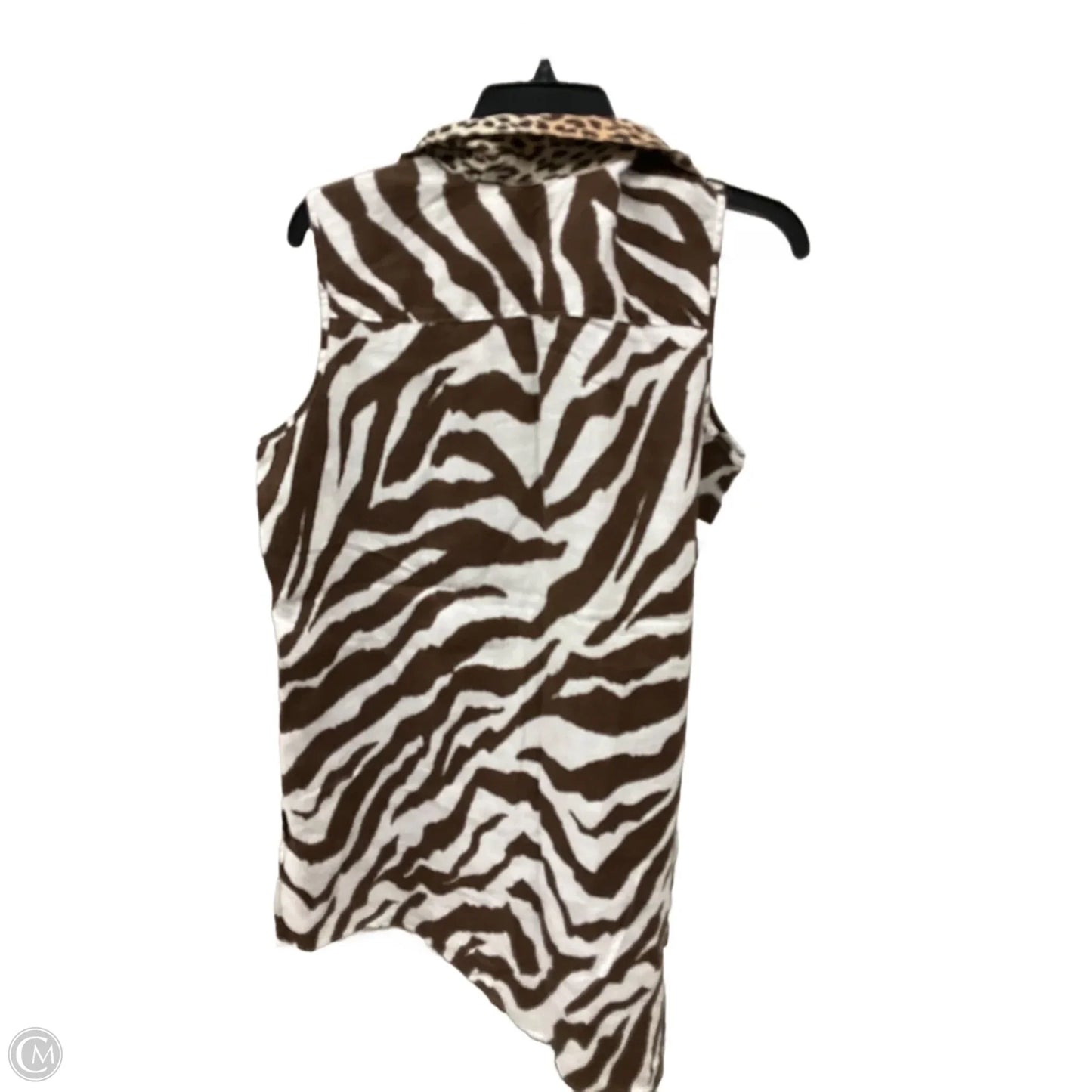 Top Sleeveless By Chicos In Brown & White, Size: Lp