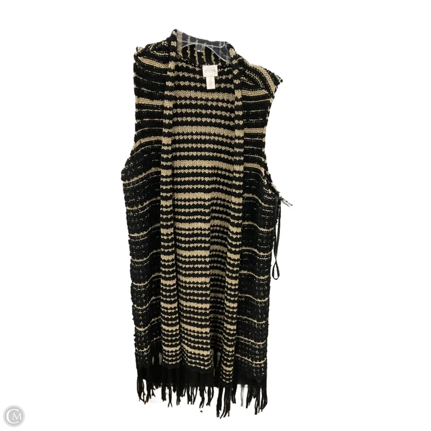 Cardigan By Chicos In Black & Gold, Size: L