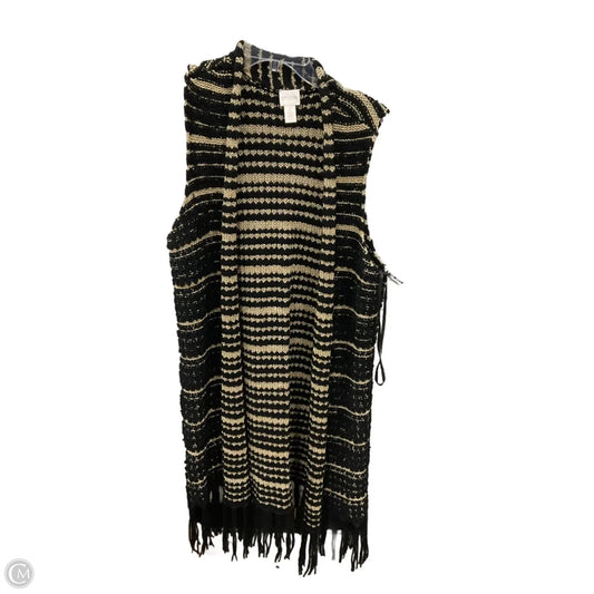 Cardigan By Chicos In Black & Gold, Size: L