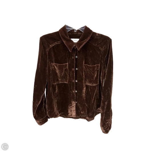Blouse Long Sleeve By Evereve In Brown, Size: M