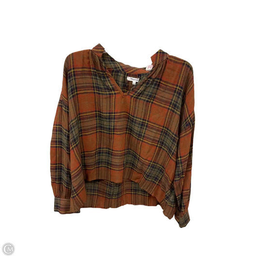 Top Long Sleeve By Madewell In Plaid Pattern, Size: L