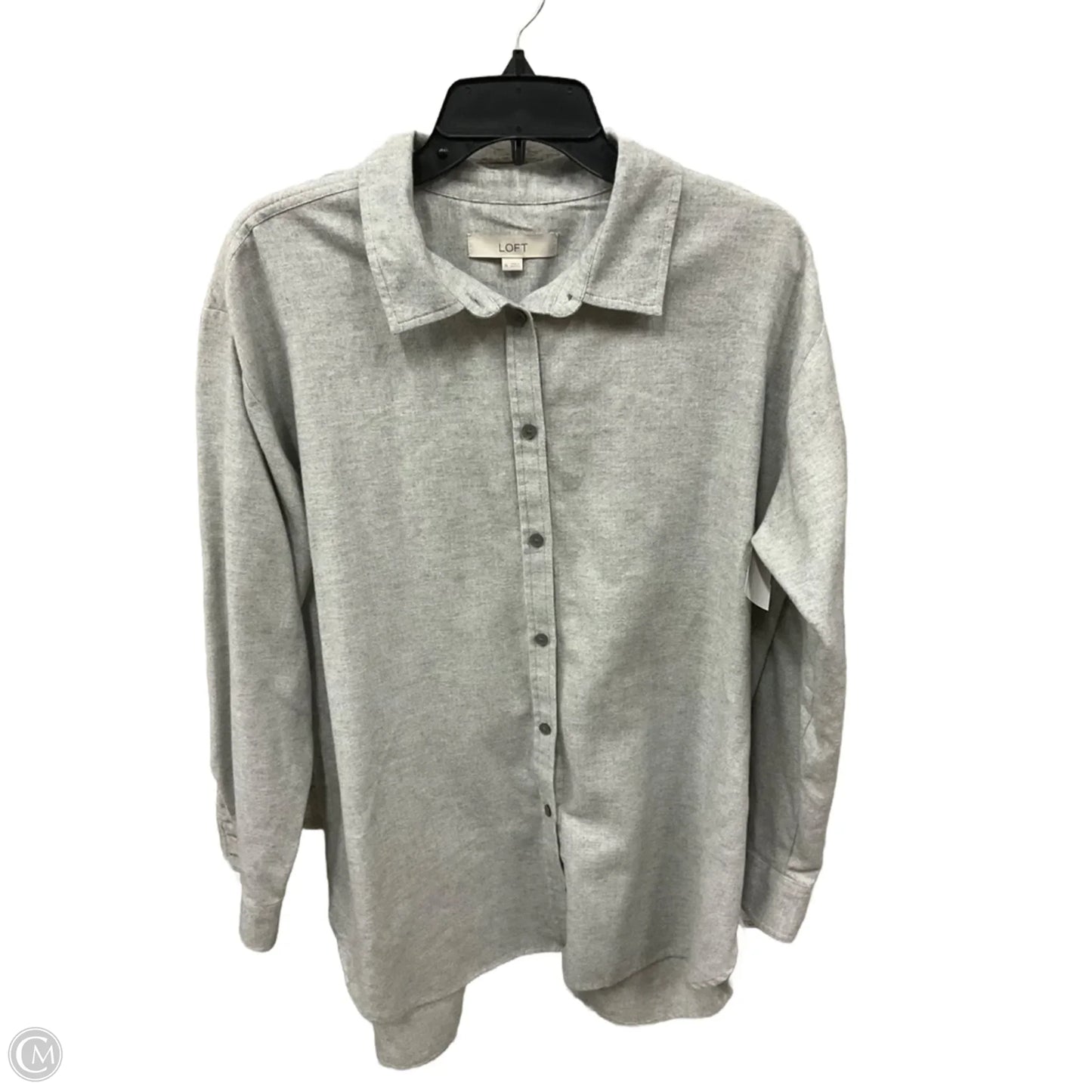 Blouse Long Sleeve By Loft In Grey, Size: Xl