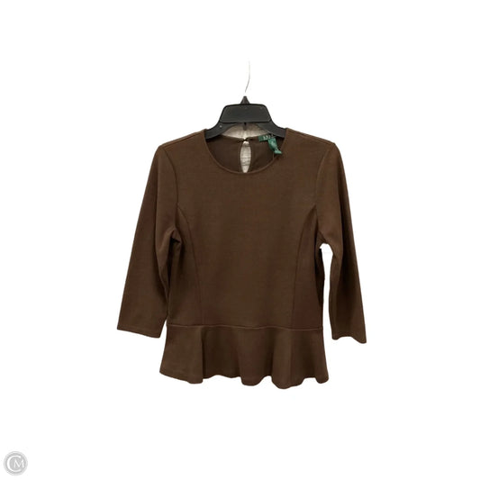 Top 3/4 Sleeve Basic By Lauren By Ralph Lauren In Brown, Size: M