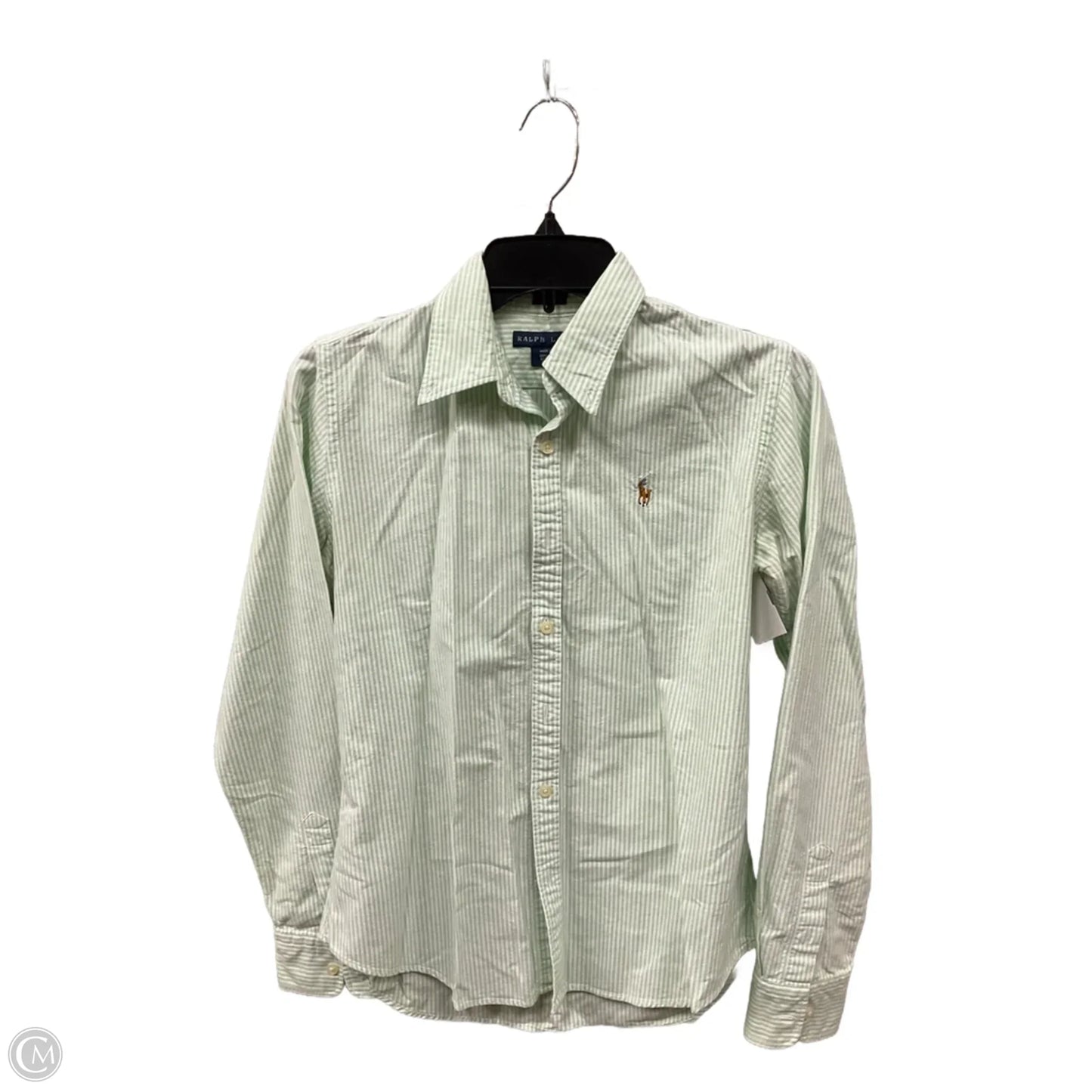 Blouse Long Sleeve By Ralph Lauren In Striped Pattern, Size: S