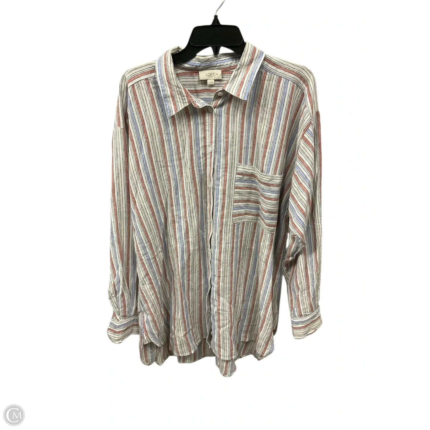 Blouse Long Sleeve By Loft In Striped Pattern, Size: Xl