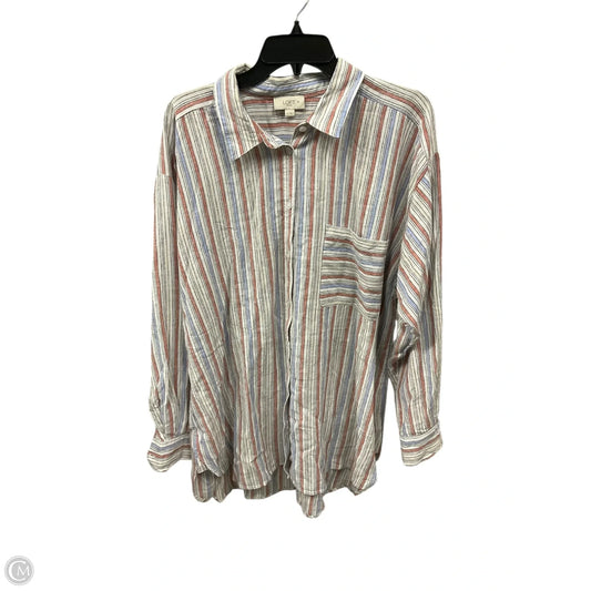 Blouse Long Sleeve By Loft In Striped Pattern, Size: Xl