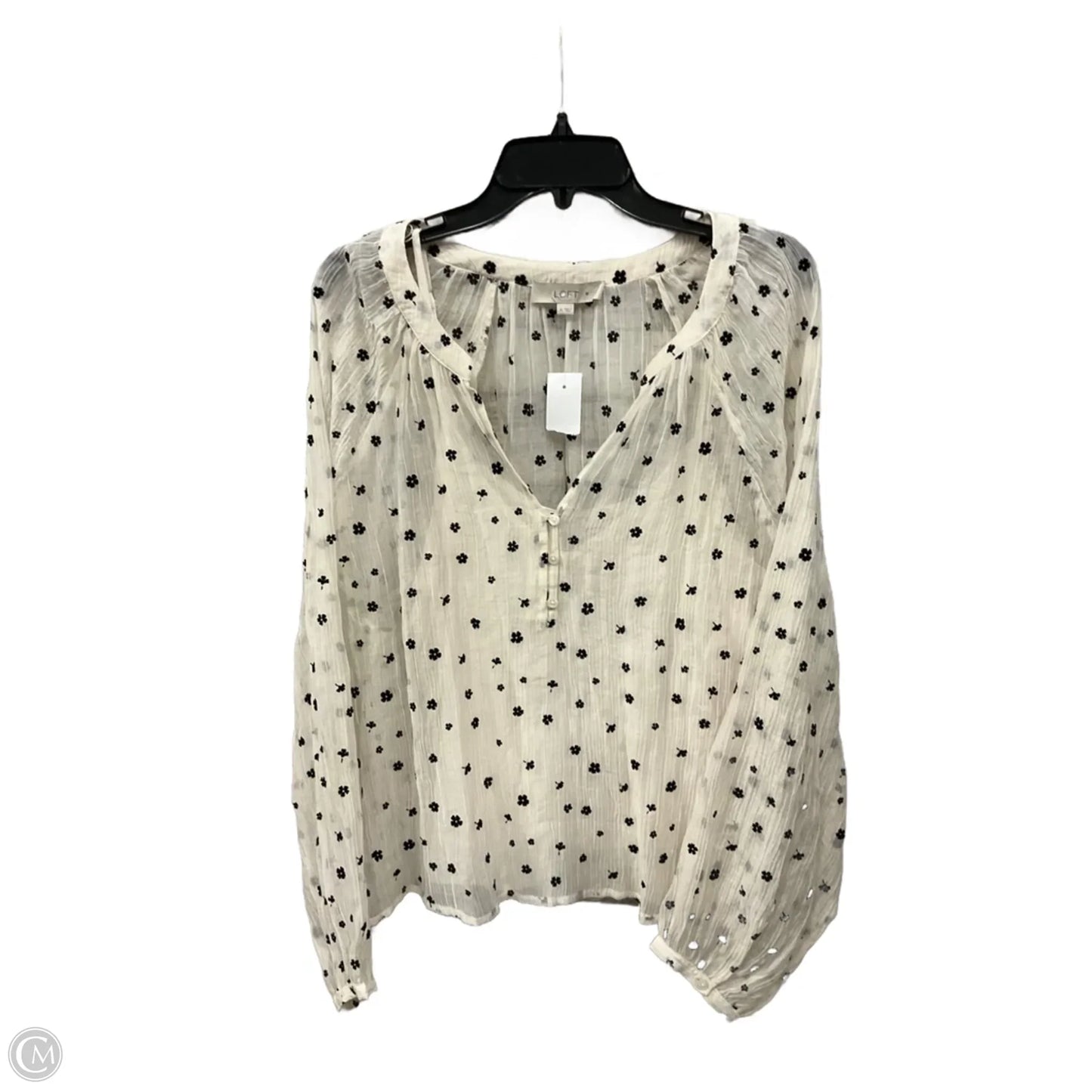 Top Long Sleeve By Loft In Cream, Size: Xl