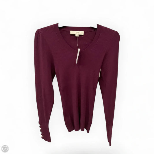 Top Long Sleeve Basic By Loft In Purple, Size: M