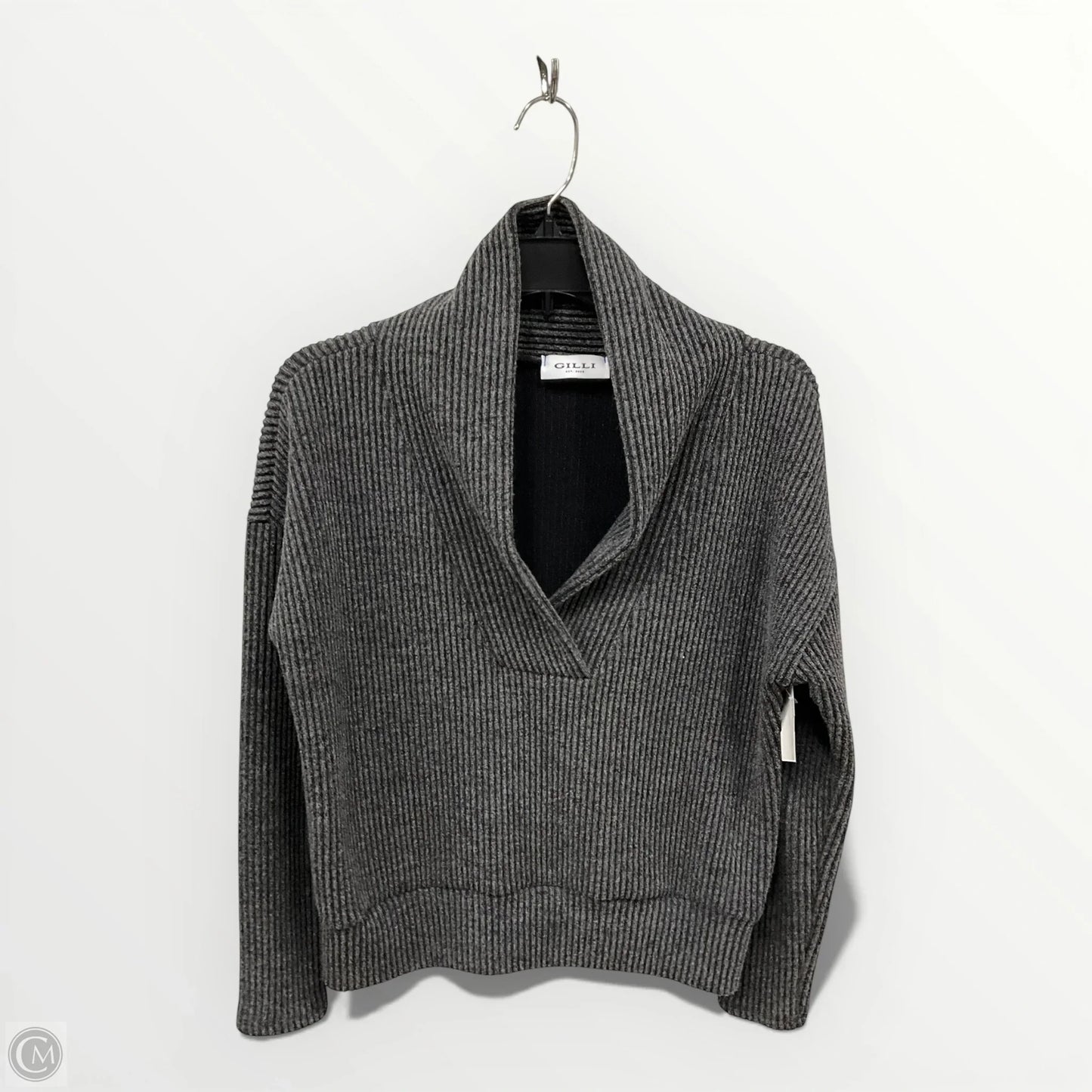Top Long Sleeve By Gilli In Grey, Size: S