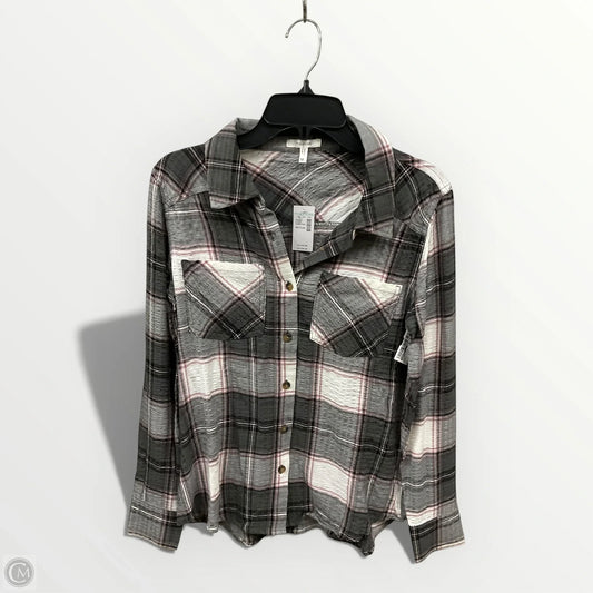 Blouse Long Sleeve By Maurices In Plaid Pattern, Size: M