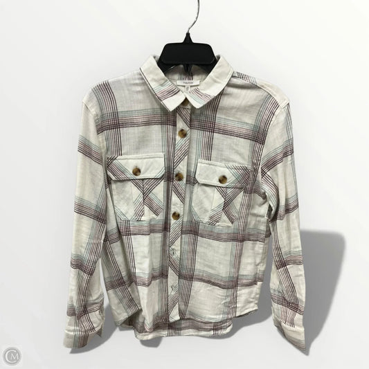 Blouse Long Sleeve By Maurices In Plaid Pattern, Size: Xs