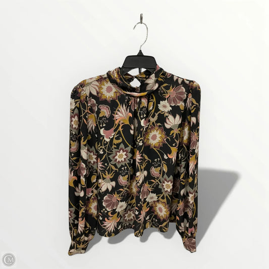 Blouse Long Sleeve By Evereve In Floral Print, Size: M