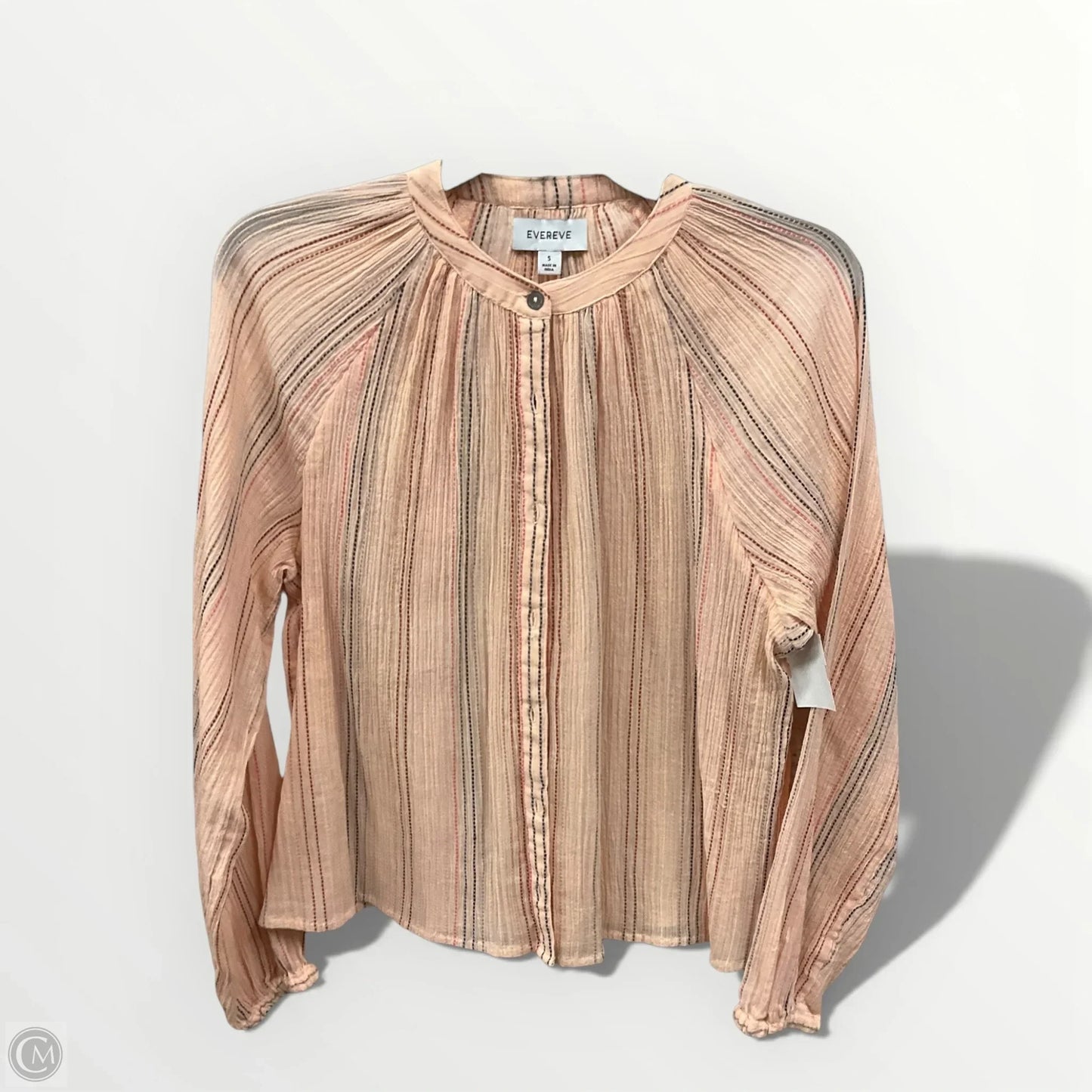 Blouse Long Sleeve By Evereve In Peach, Size: S