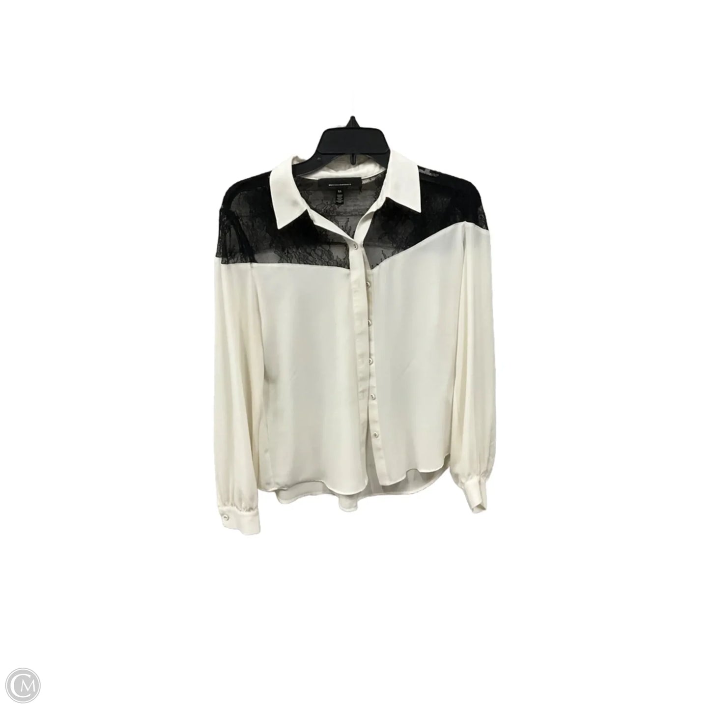 Blouse Long Sleeve By White House Black Market In Black & White, Size: Xs