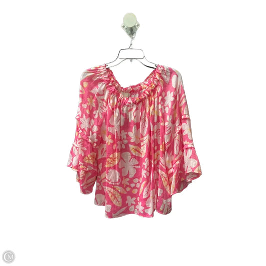 Top 3/4 Sleeve By Zac And Rachel In Pink, Size: Xl