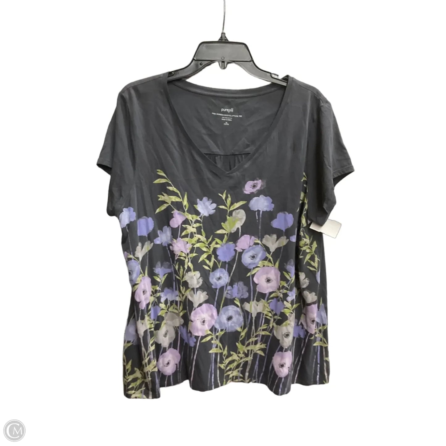 Top Short Sleeve By Pure Jill In Grey, Size: Xlp