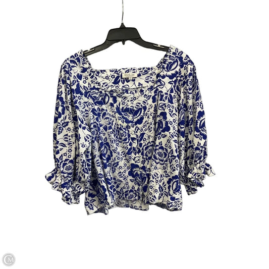Top Short Sleeve By Rachel Zoe In Blue & White, Size: Xl