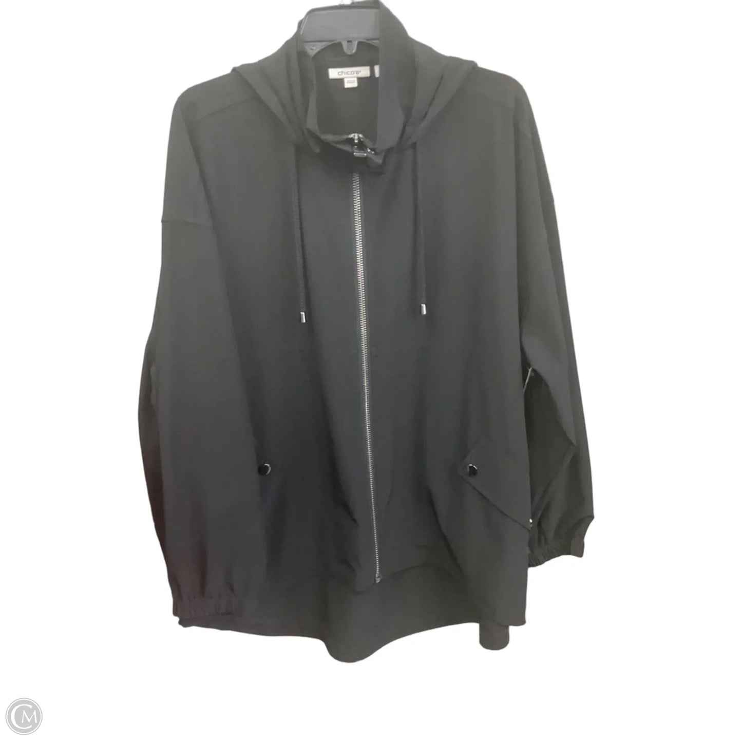 Jacket Windbreaker By Chicos In Black, Size: Xl