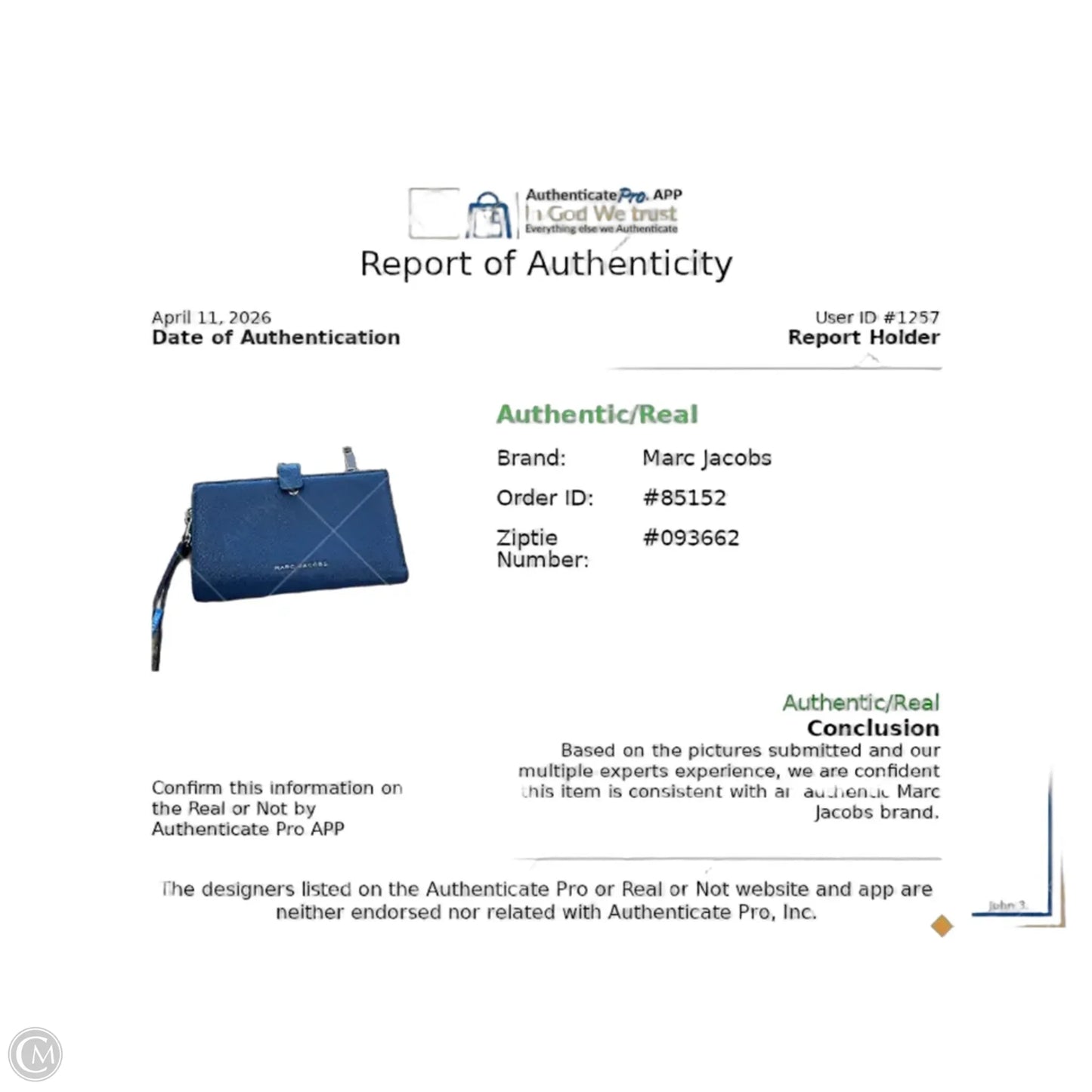 Wristlet Luxury Designer By Marc Jacobs, Size: Medium