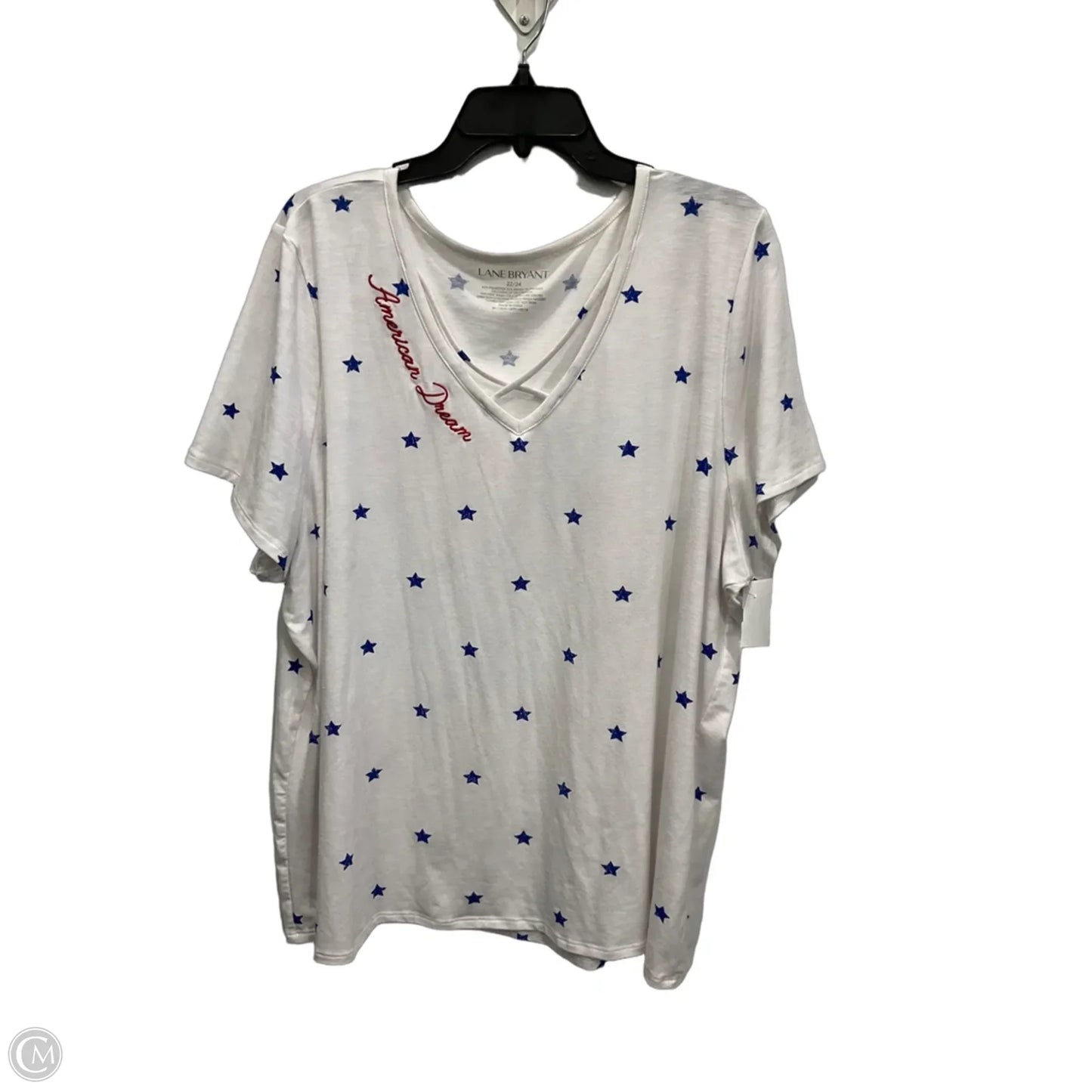 Top Short Sleeve By Lane Bryant In Blue Red & White, Size: 3x
