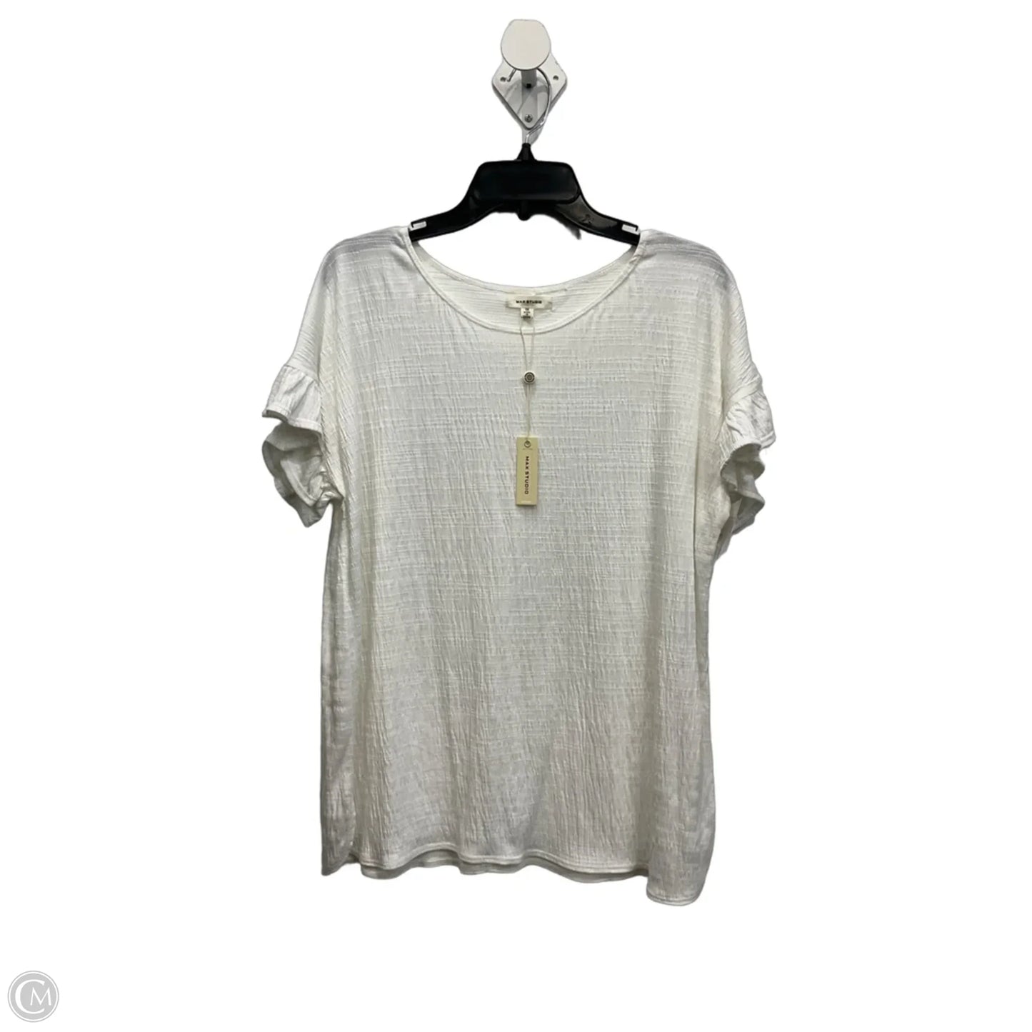Top Short Sleeve Basic By Max Studio In White, Size: 1x