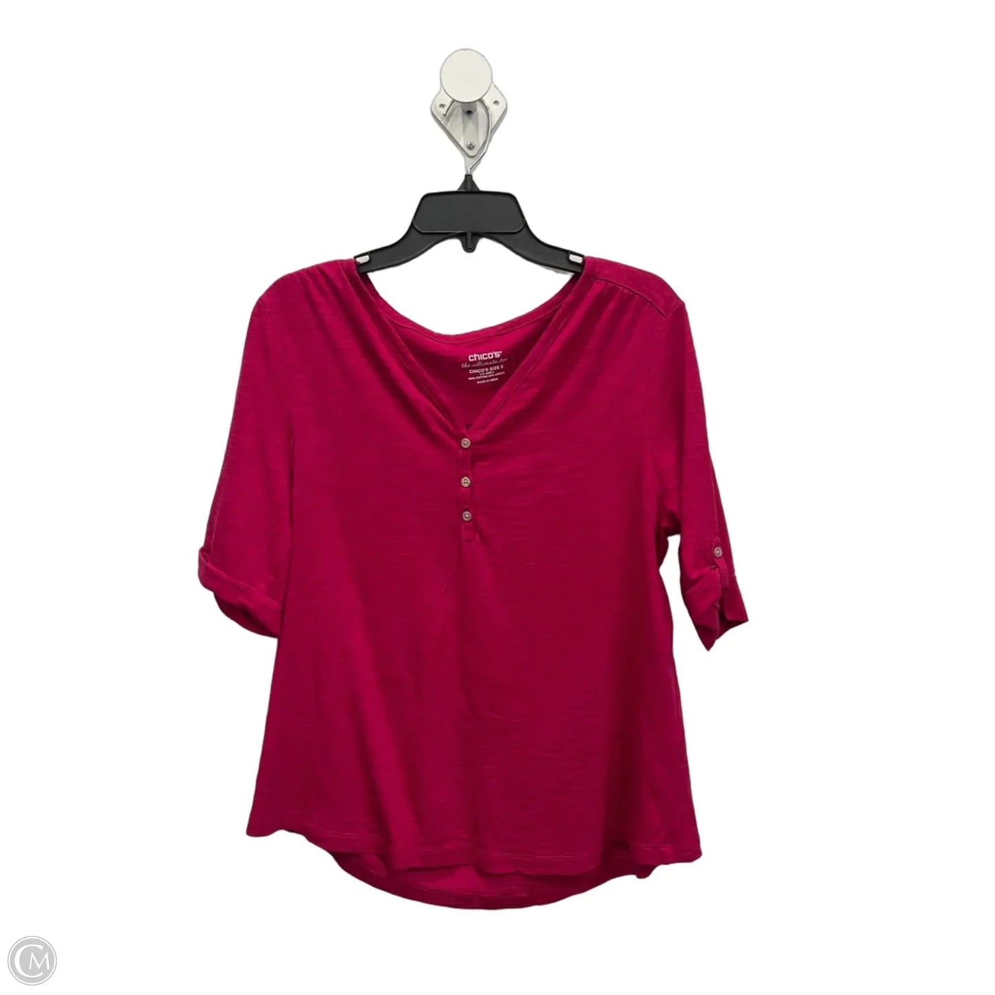 Top Short Sleeve Basic By Chicos In Pink, Size: L