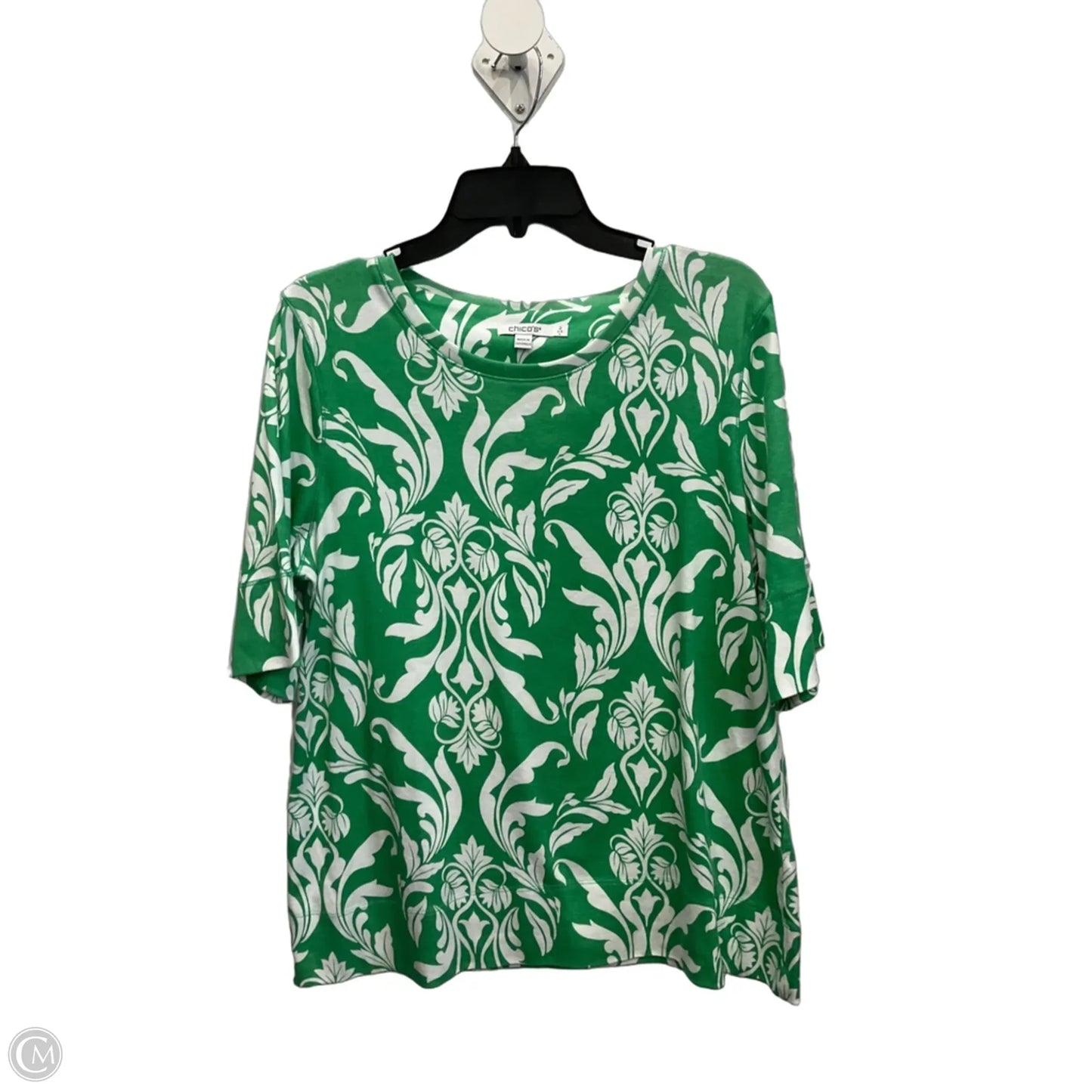 Top Short Sleeve By Chicos In Green, Size: L