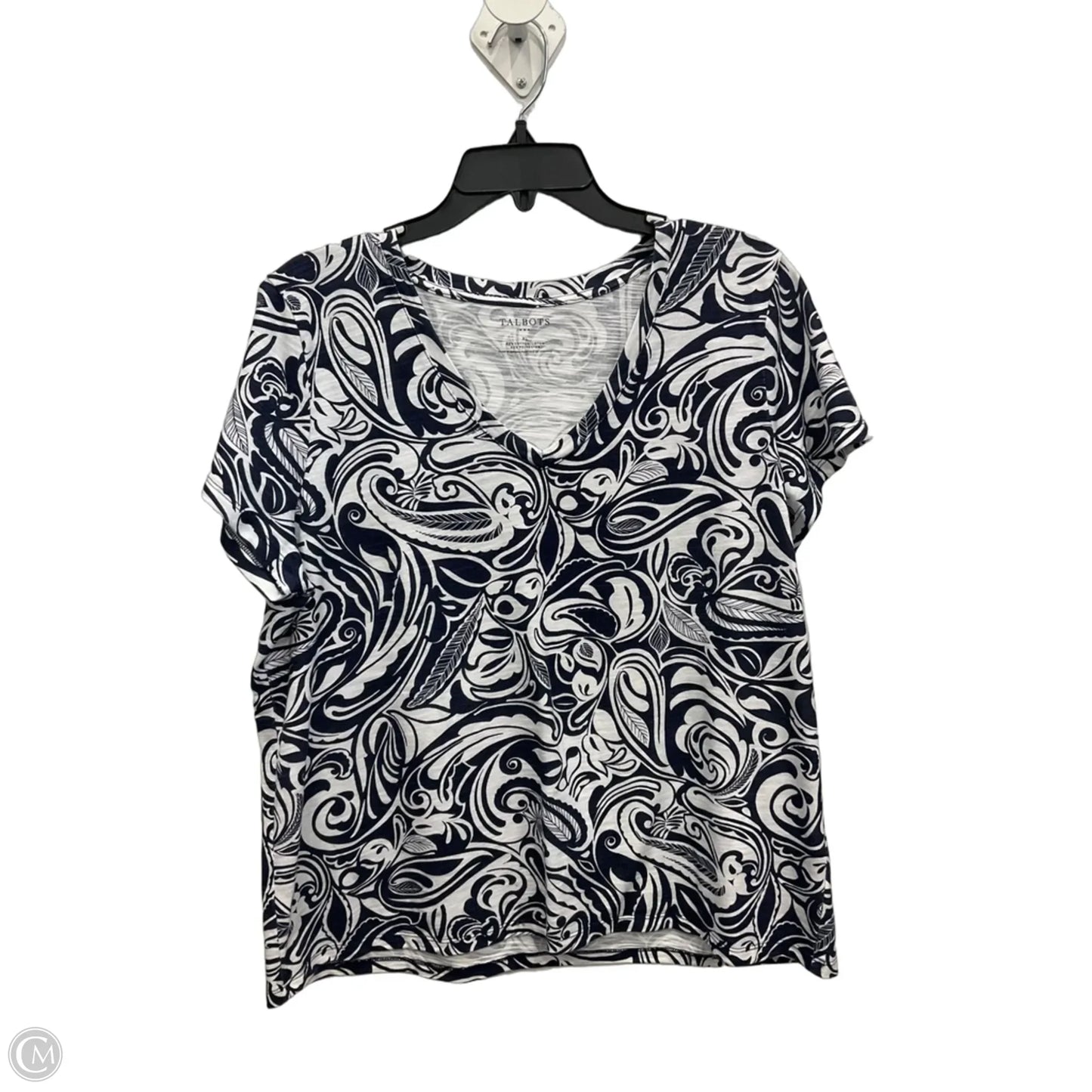 Top Short Sleeve By Talbots In Brown & White, Size: Xl