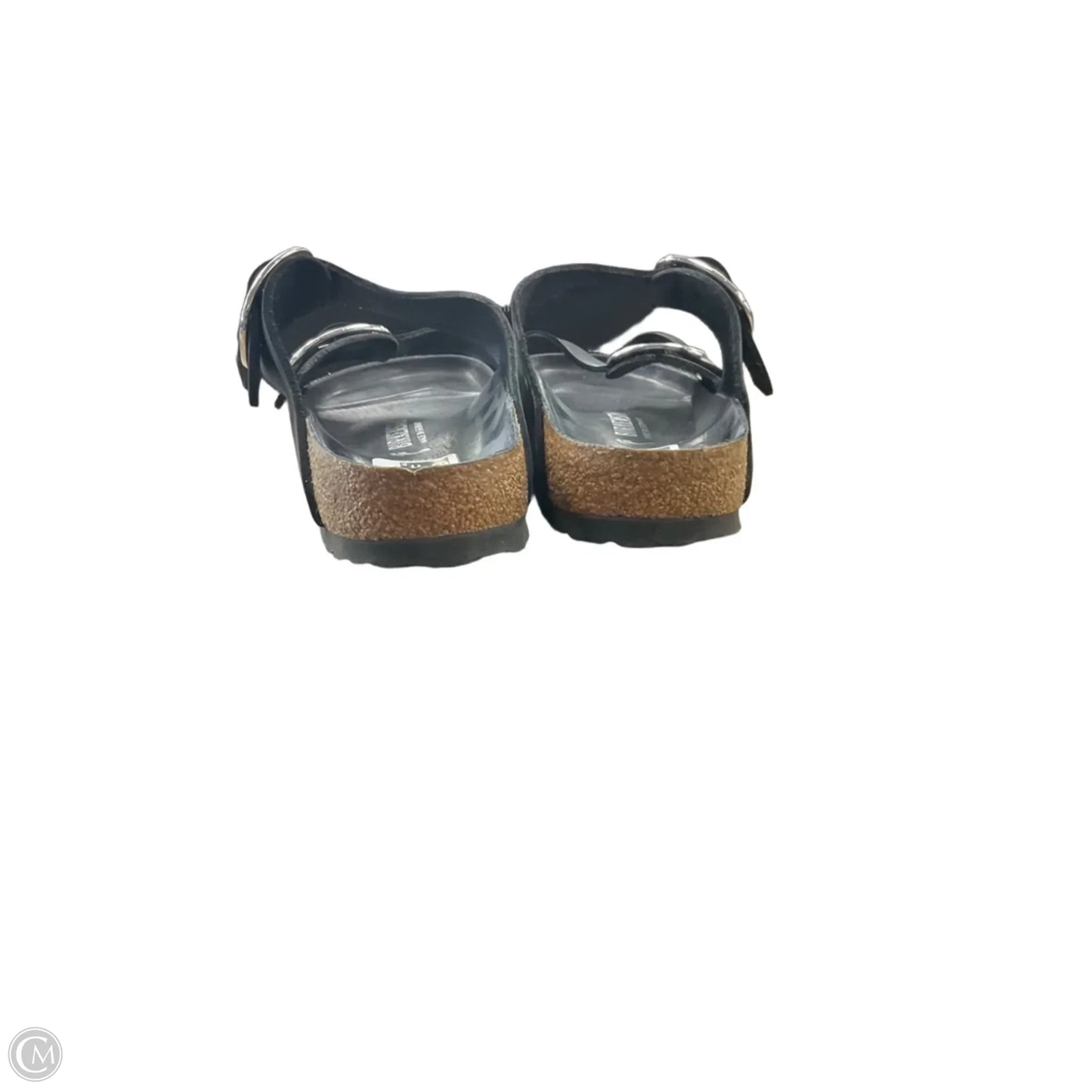 Sandals Flats By Birkenstock In Black & Tan, Size: 9