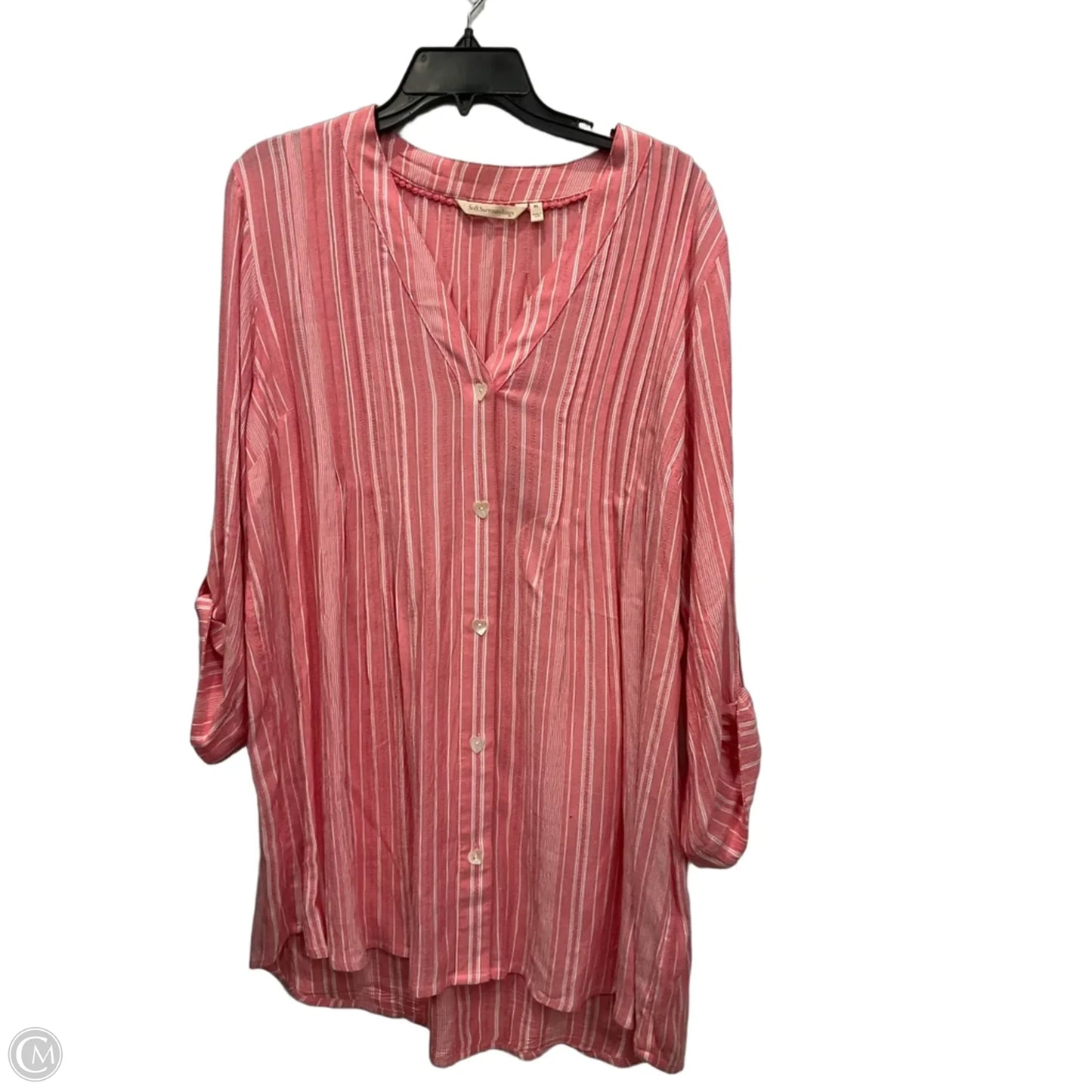 Blouse Long Sleeve By Soft Surroundings In Pink, Size: Xl