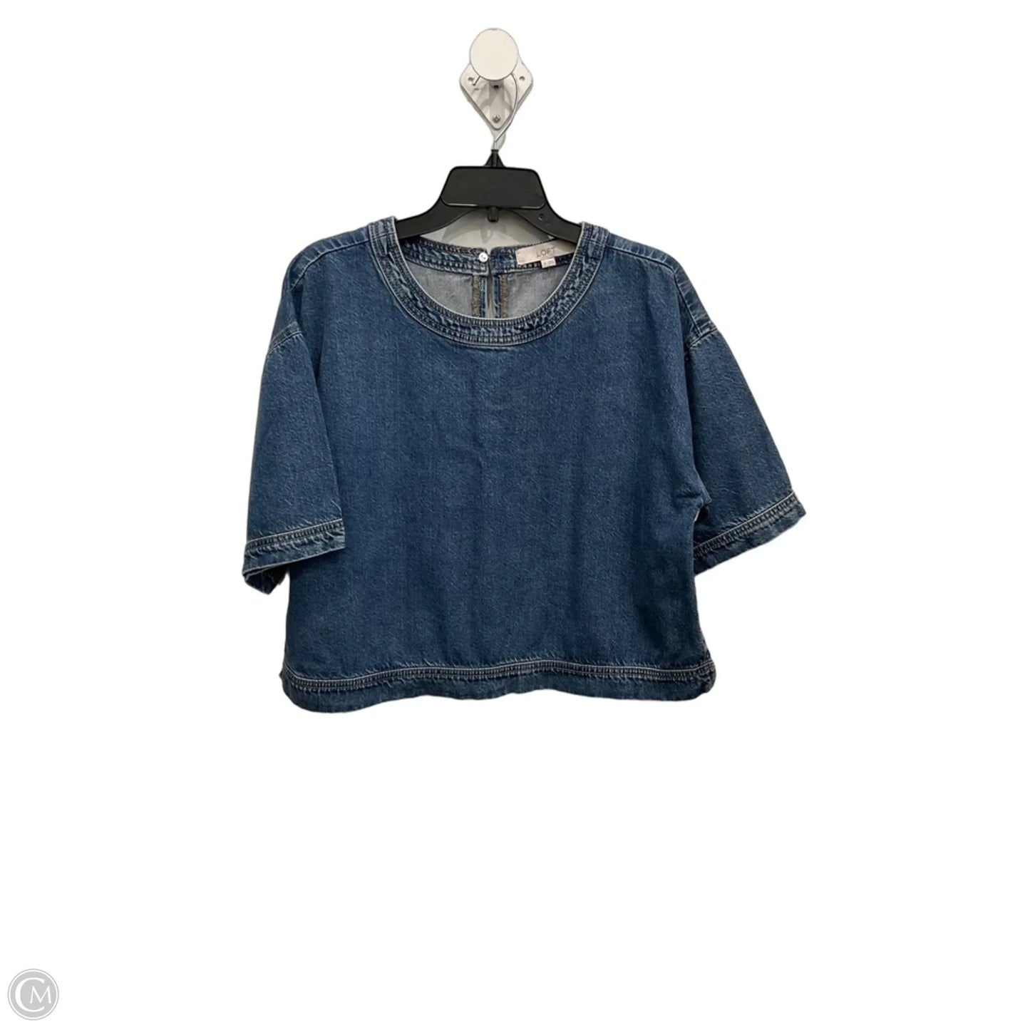 Top Short Sleeve By Loft In Blue Denim, Size: M