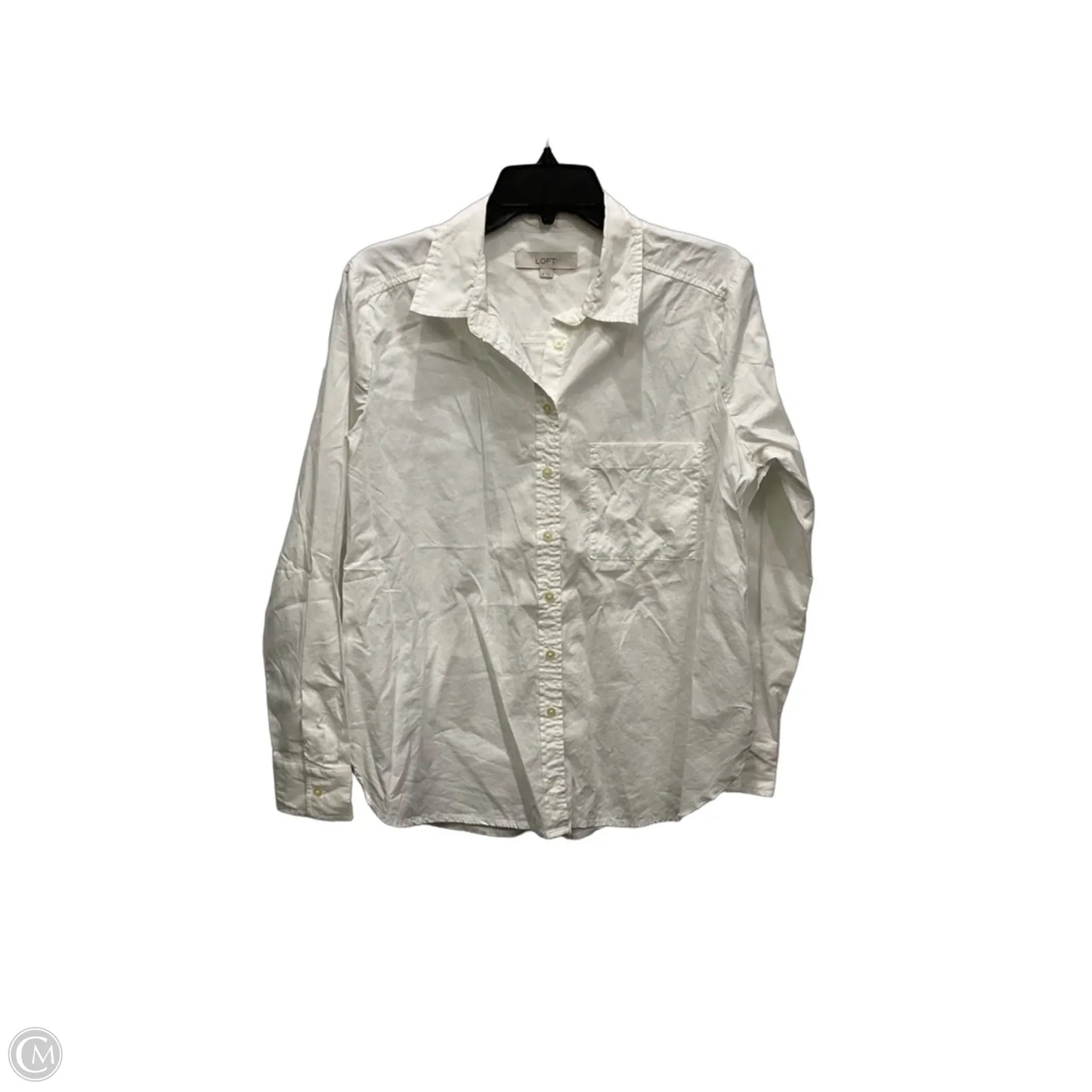 Blouse Long Sleeve By Loft In White, Size: M