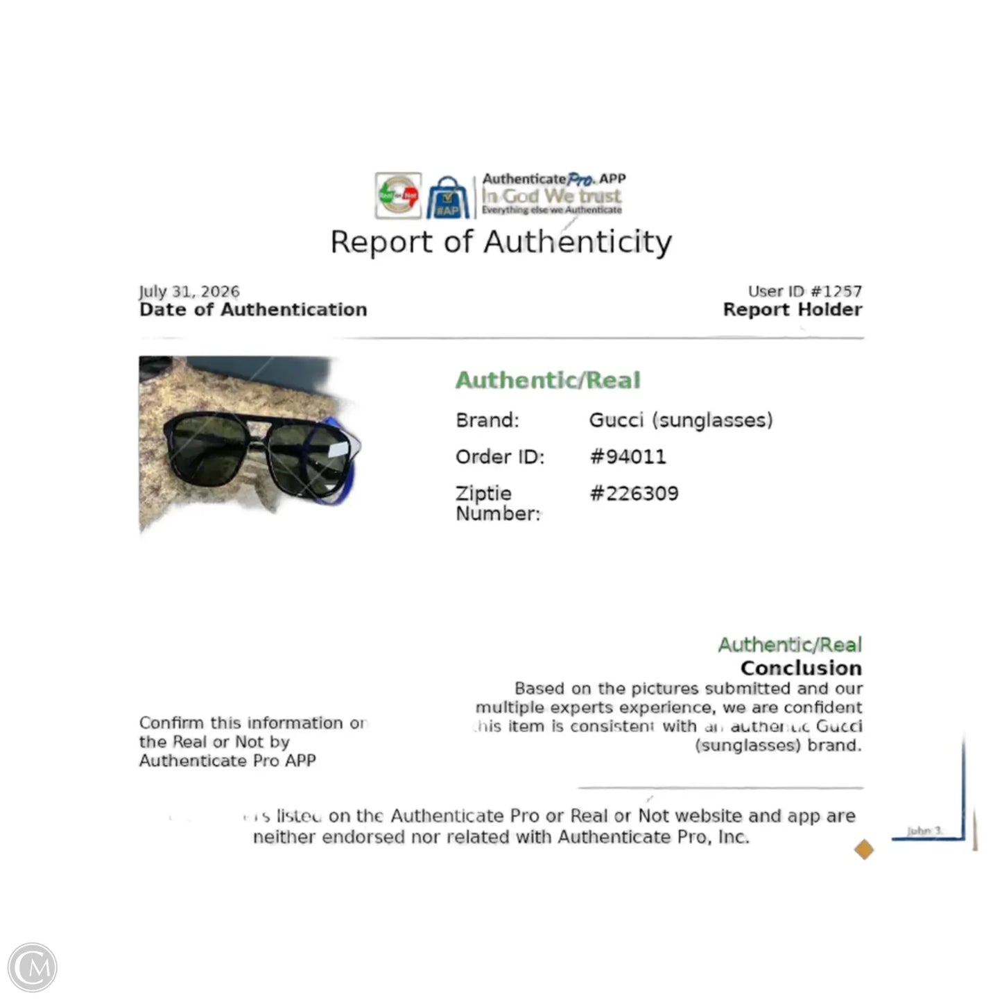 Sunglasses Luxury Designer By Gucci, Size: