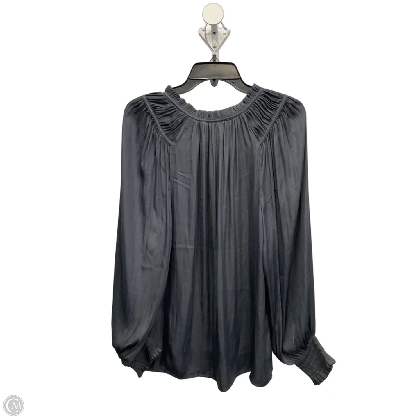Blouse Long Sleeve By Loft In Grey, Size: L