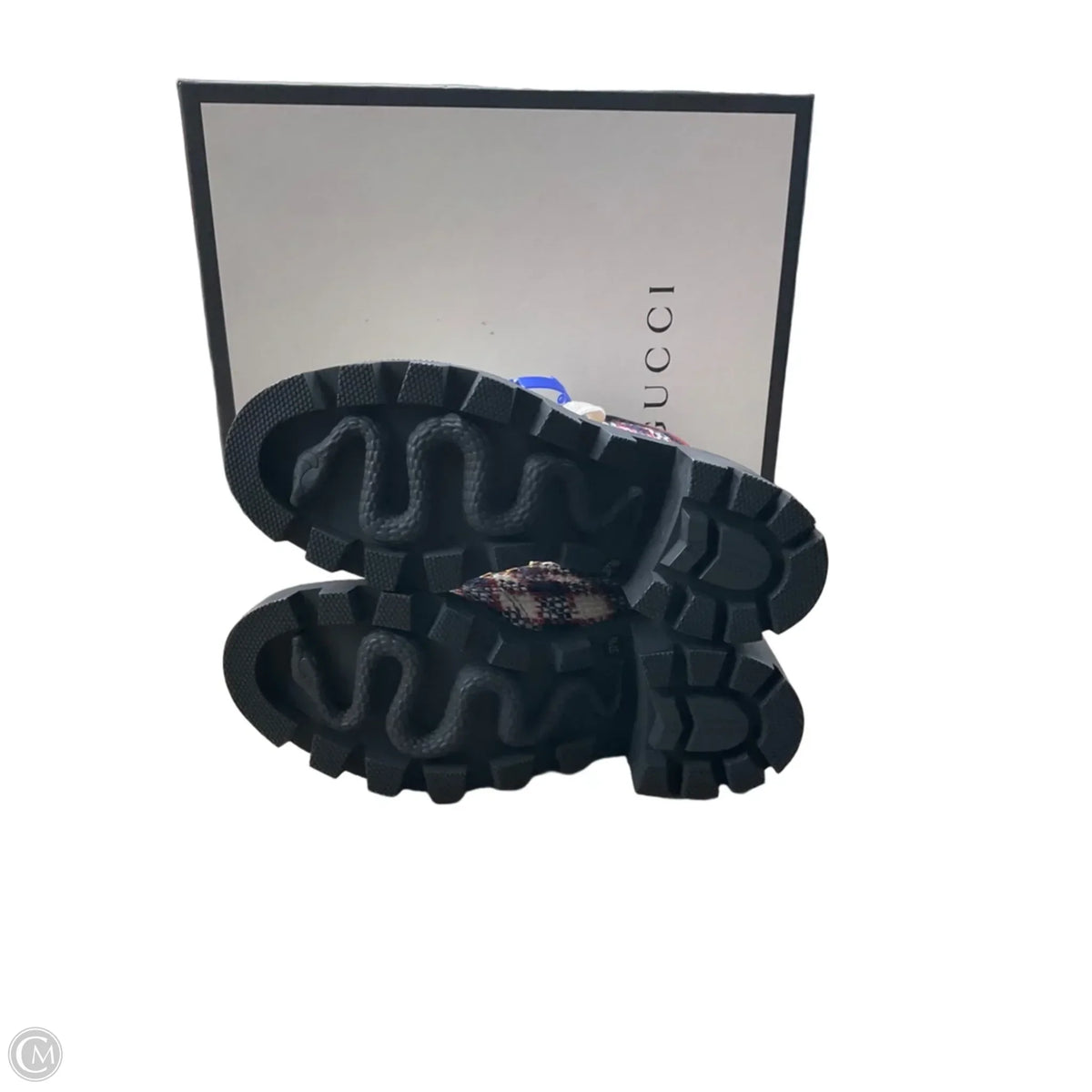 Boots Luxury Designer By Gucci In Plaid Pattern, Size: 7
