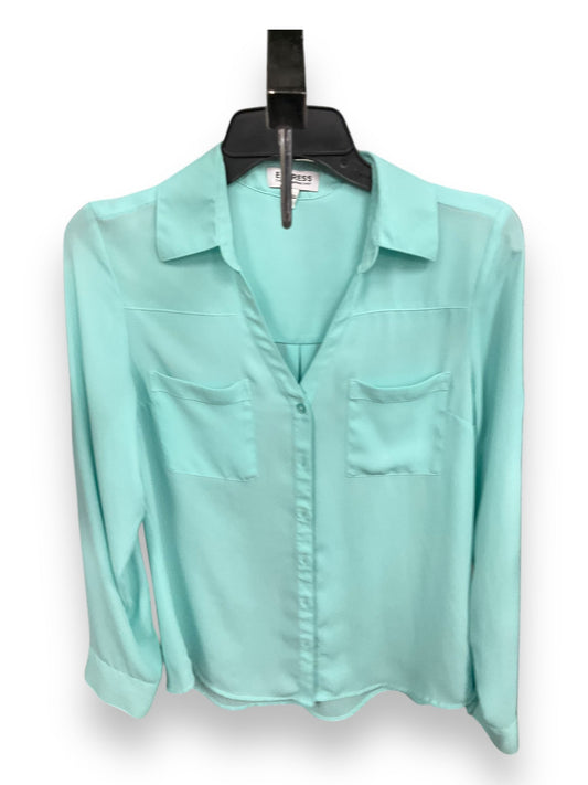 Blouse Long Sleeve By Express In Aqua, Size: S