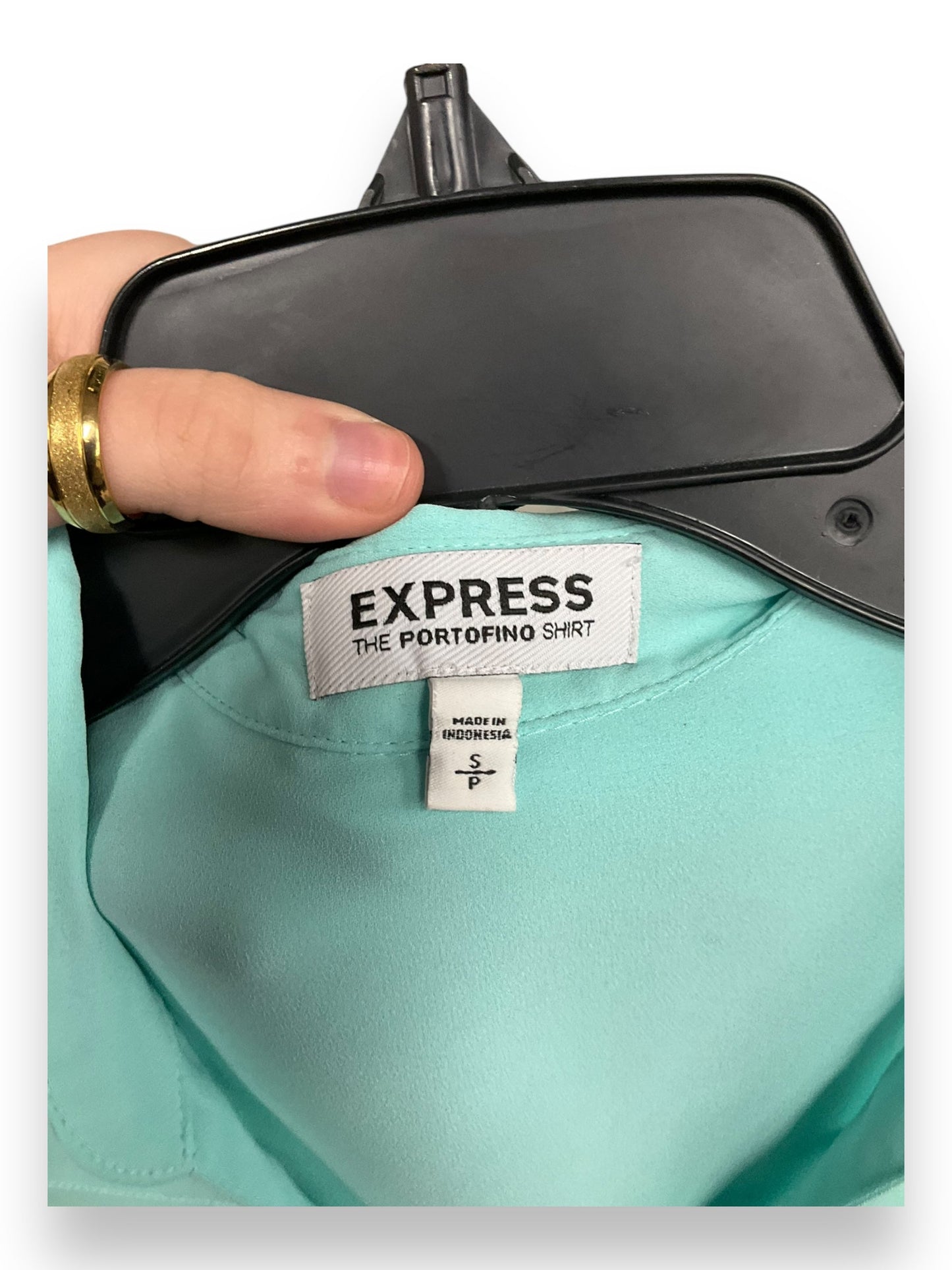 Blouse Long Sleeve By Express In Aqua, Size: S