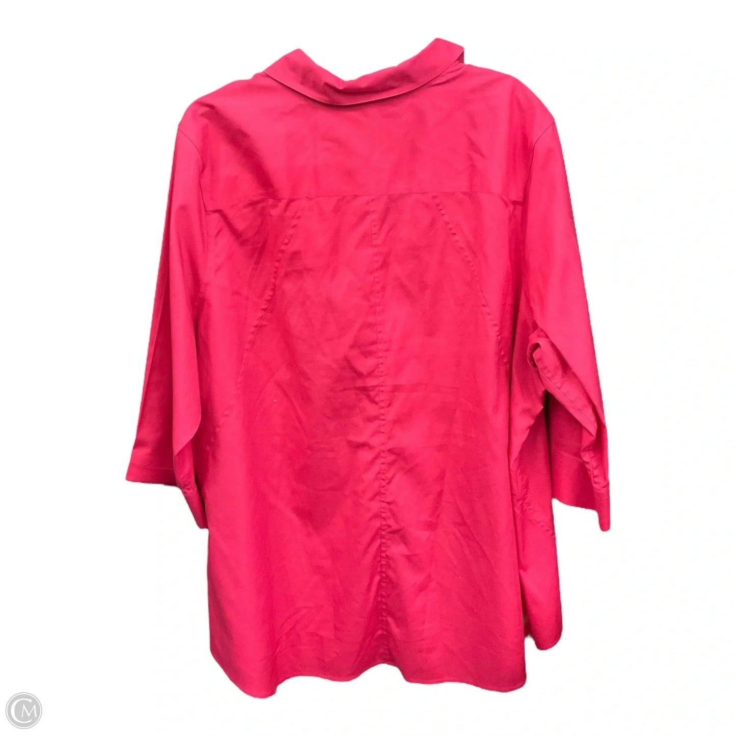 Blouse 3/4 Sleeve By Foxcroft In Pink, Size: 1x