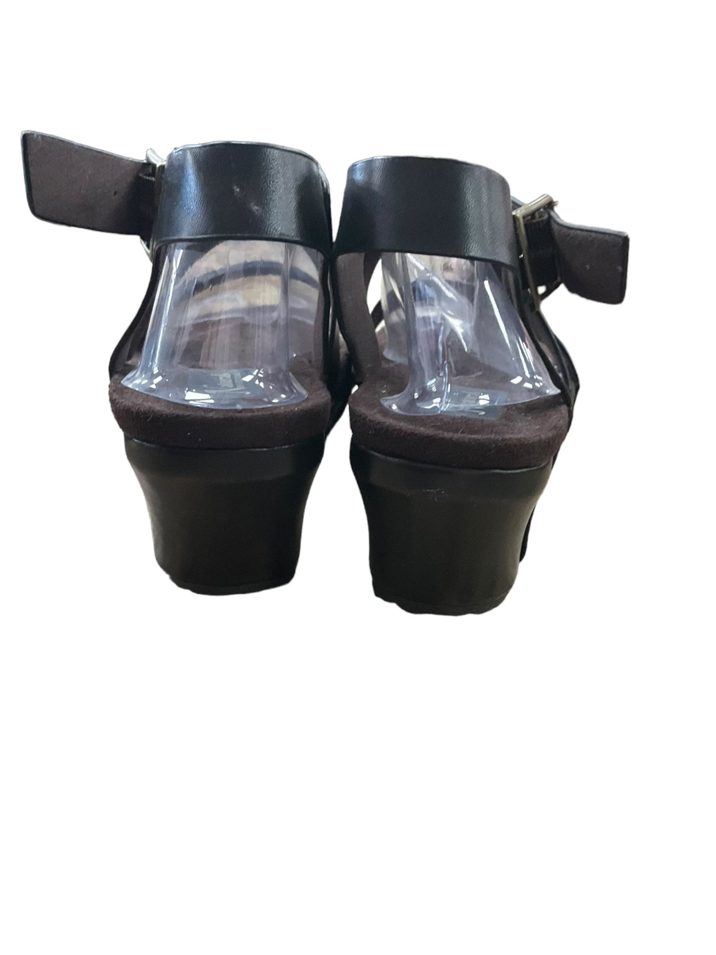 Brown Sandals Heels Platform Natural Reflections, Size 8