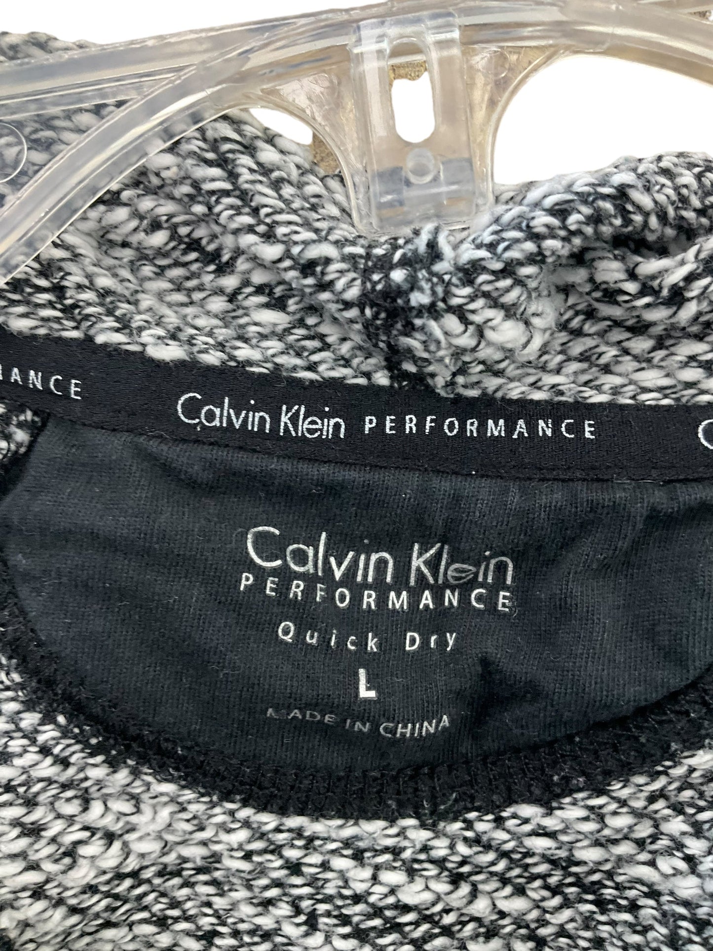 Sweatshirt Hoodie By Calvin Klein Performance In Black & Grey, Size: L