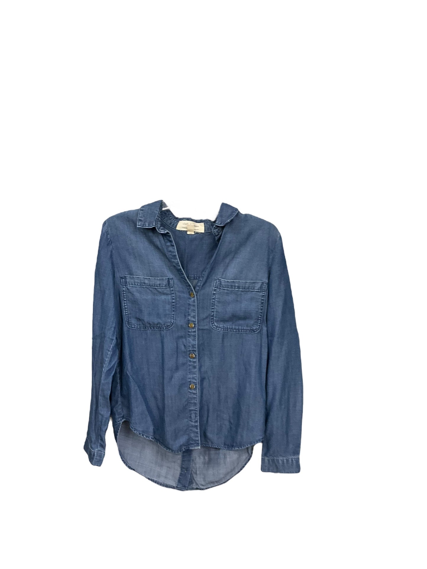 Blouse Long Sleeve By Cloth & Stone In Blue Denim, Size: Xs