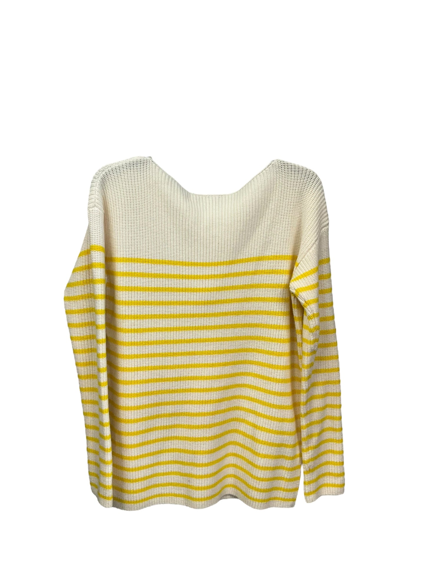 Sweater By Gap In White & Yellow, Size: L