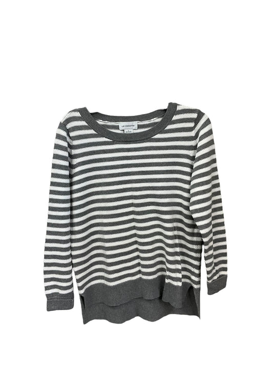 Sweater By Liz Claiborne In Grey & White, Size: L