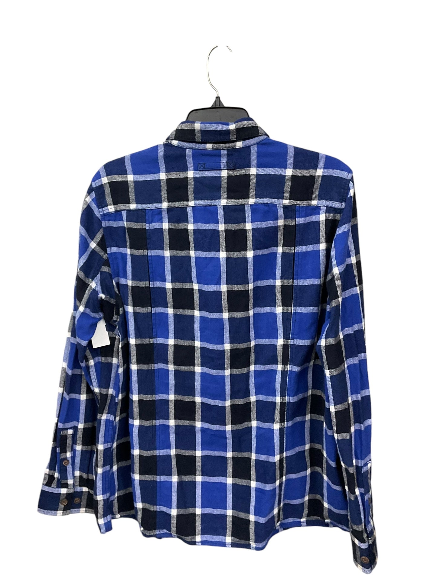 Blouse Long Sleeve By Duluth Trading In Plaid Pattern, Size: L