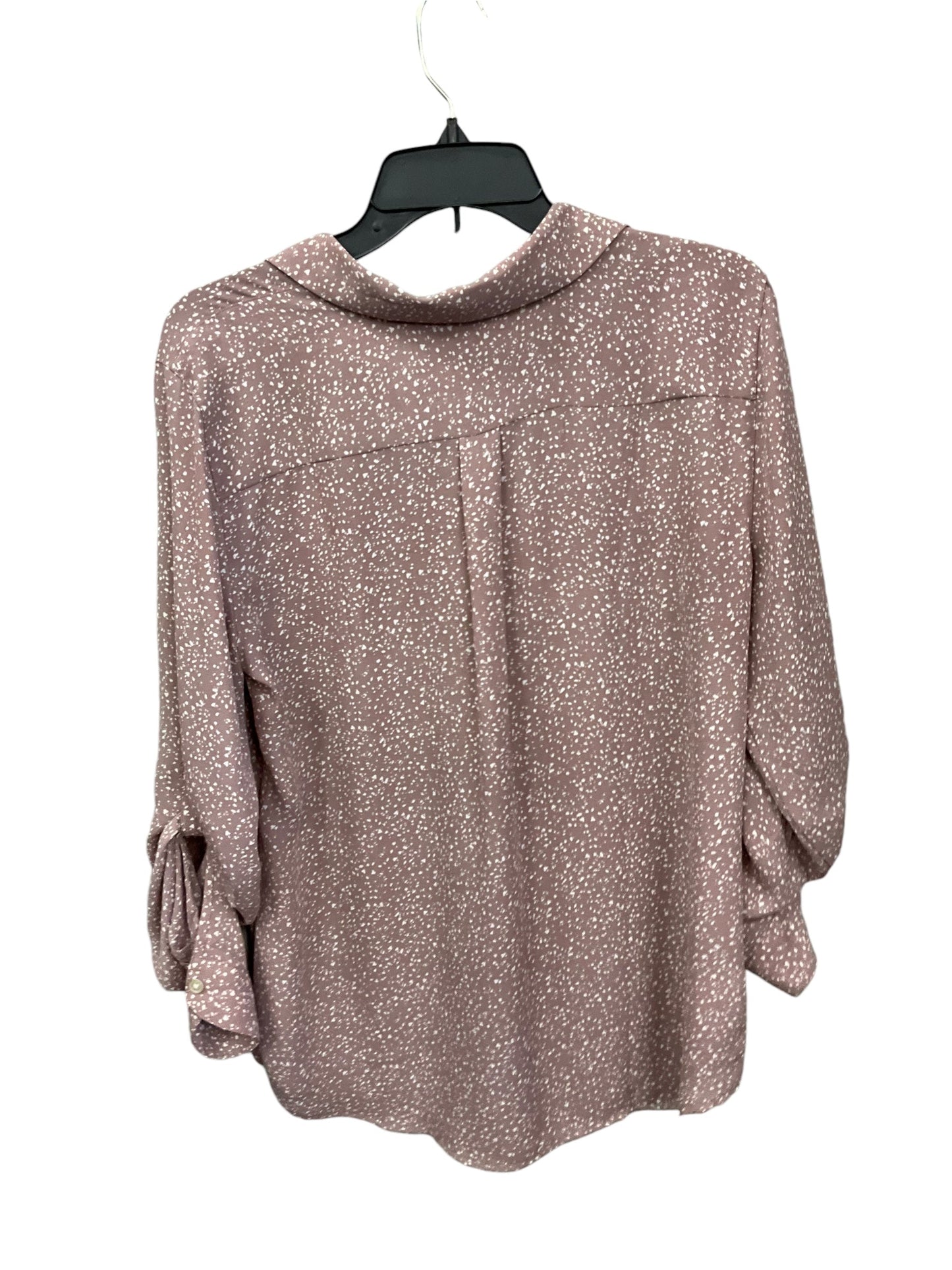 Blouse Long Sleeve By Loft In Pink & White, Size: M