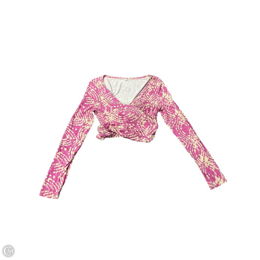 Top Long Sleeve By Daily Practice By Anthropologie In Cream & Pink, Size: M